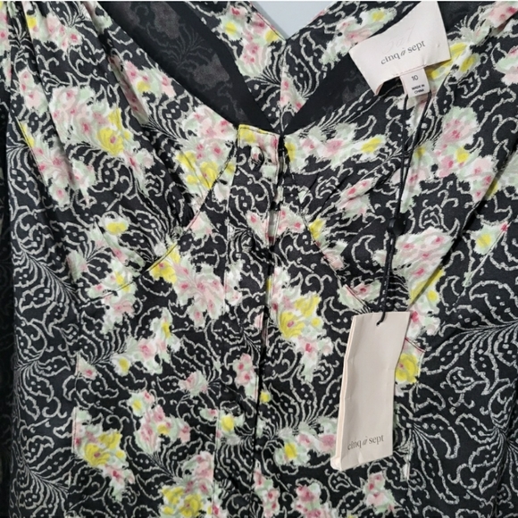 NWT Cinq à Sept Jessica Mixed Floral Button Down Long Sleeve Dress - Picture 7 of 9